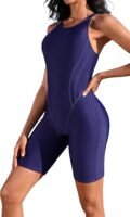 Women's Boyleg One Piece Swimsuit Racerback Athletic Bathing Suit
