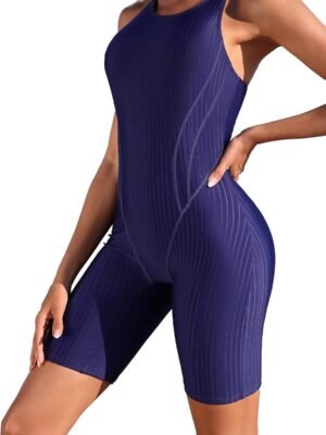 Women's Boyleg One Piece Swimsuit Racerback Athletic Bathing Suit