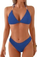 Women's Triangle Bikini Set Cheeky High Cut Sexy Two Piece Swimsuit Cute Halter Bathing Suit