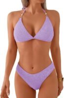Women's Triangle Bikini Set Cheeky High Cut Sexy Two Piece Swimsuit Cute Halter Bathing Suit