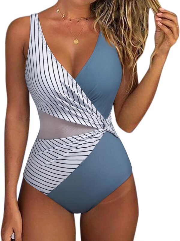 Women Sexy Mesh Tummy Control One Piece Swimsuit Push Up Bathing Suit