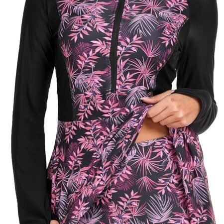 Women Two Piece Rash Guard Sets  Swim Dress with Shorts